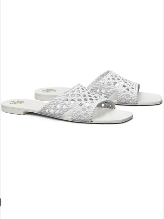 Tory Burch Shoes - NWOT Tory Burch White Woven Slide Sandals
